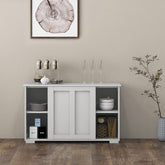 Kitchen Storage Cupboard Cabinet with Sliding Door-Antique White