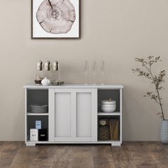 Kitchen Storage Cupboard Cabinet with Sliding Door-Antique White