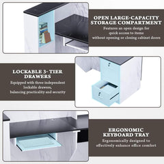 Velmor L-Shaped Modern Black And White Reception Desk With Lockable Drawers (SAK50729)