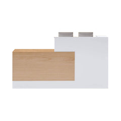 Velmor L-Shaped Modern Brown And White Reception Desk With Lockable Drawers (SAK26491)