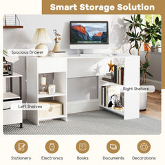 48 Inches L Shaped Corner Executive Computer Desk with Drawer-White