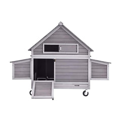 Large 63-Inch Movable Wooden Hen House With Wheels And Nesting Box (SAK50791)