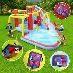 Large 7-In-1 Inflatable Water Slide Bouncer Pool With Climbing Wall (SAK60841)