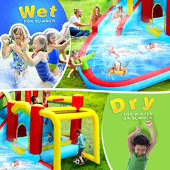 Large 7-In-1 Inflatable Water Slide Bouncer Pool With Climbing Wall (SAK60841)