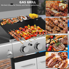 Large Outdoor 42K BTU BBQ Stainless Steel Propane Gas Grill With 4 Burners (SAK61283)