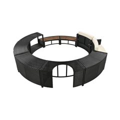 Alora Large Premium Surround Spa Patio Rattan Sofa Set With Storage Compartments And Cushions (SAK75629)