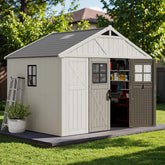 Alora Large Resin Outdoor Storage Shed With Floor, Windows, And Lockable Door (SAK98421)