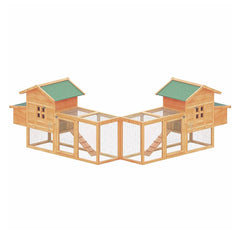Large 160-Inch Wooden Backyard Hen Chicken Coop Enclosure W/ Nest Box & Run (SAK96451)