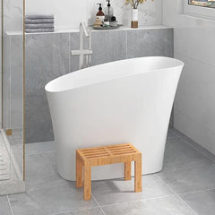 Alora Luxury 47-Inch Freestanding Japanese-Styled Deep Stone Soaking Bathtub Resin, White (SAK57314)