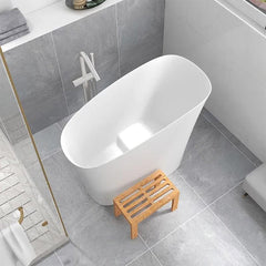 Alora Luxury 47-Inch Freestanding Japanese-Styled Deep Stone Soaking Bathtub Resin, White (SAK57314)