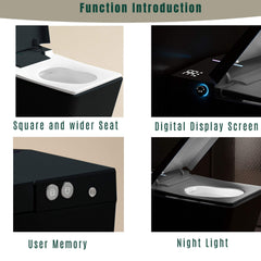 Nuvia Luxury Black Square Smart Toilet With Bidet, Remote, And Heated Seat (SAK45183)
