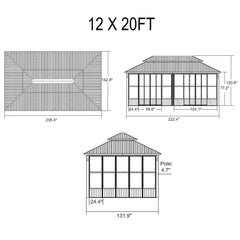 Alora Luxury Heavy-Duty Hardtop Sunroom With Aluminum Frame And LED Lights (SAK79102)