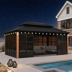 Alora Luxury Heavy-Duty Hardtop Sunroom With Aluminum Frame And LED Lights (SAK79102)