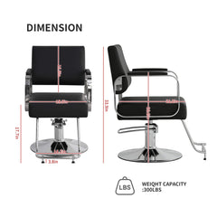 Luxury Height-Adjustable Barber Chair With 360-Degree Swivel (SAK64103)