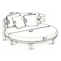 Alora Luxury Outdoor Acacia Wood Round Daybed With Cushions And Pillows (SAK40613)