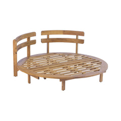 Alora Luxury Outdoor Acacia Wood Round Daybed With Cushions And Pillows (SAK40613)