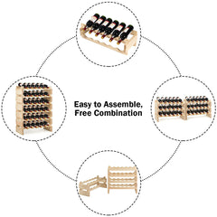 36 Bottles Stackable Wooden Wobble-Free Modular Wine Rack