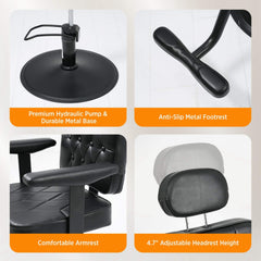 Modern Vintage Hydraulic PU Leather Reclining Barber Chair (SAK59102)