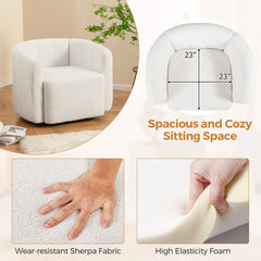 Modern Upholstered Sherpa Accent Chair with Curved Backrest and Armrests-White