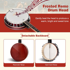 5-String Geared Tunable Banjo with case