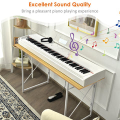 88-Key Full Size Digital Piano Weighted Keyboard with Sustain Pedal-White