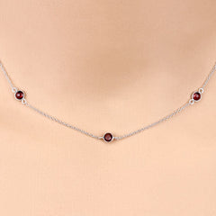 2.10 Carat Genuine Garnet .925 Sterling Silver Necklace