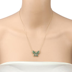 1.56 Carat Genuine Emerald and White Zircon .925 Sterling Silver Necklace