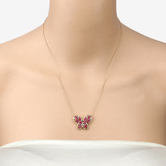 2.36 Carat Genuine Ruby and White Zircon .925 Sterling Silver Necklace