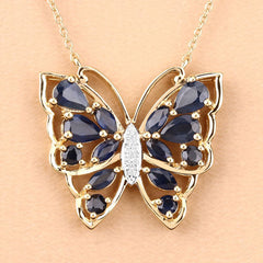2.94 Carat Genuine Blue Sapphire and White Zircon .925 Sterling Silver Necklace