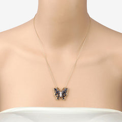 2.94 Carat Genuine Blue Sapphire and White Zircon .925 Sterling Silver Necklace