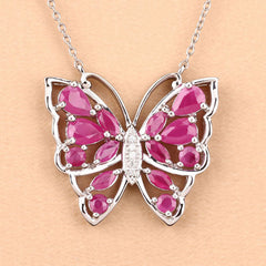 2.88 Carat Genuine Ruby and White Zircon .925 Sterling Silver Necklace