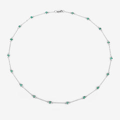 1.80 Carat Genuine Emerald .925 Sterling Silver Necklace