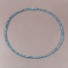 33.24 Carat Genuine Blue Diamond 14K White Gold Necklace