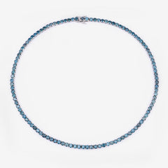 33.24 Carat Genuine Blue Diamond 14K White Gold Necklace