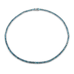33.24 Carat Genuine Blue Diamond 14K White Gold Necklace