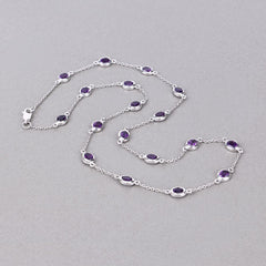 6.12 Carat Genuine Amethyst .925 Sterling Silver Necklace