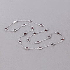 8.10 Carat Genuine Garnet .925 Sterling Silver Necklace