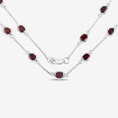 8.10 Carat Genuine Garnet .925 Sterling Silver Necklace