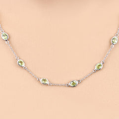6.30 Carat Genuine Peridot .925 Sterling Silver Necklace