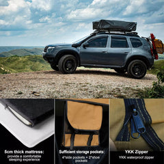 Naturnest Andromeda Khaki Soft Shell Rooftop Tent With Large Panoramic Skylight & YKK Doors (SAK72384)