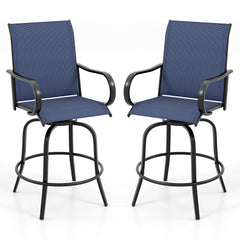 2 Pieces 360 Rotating Bar Stool Set with Armrests for Patio
