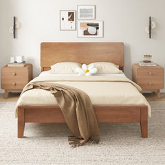Nightstand with 2 Drawers Solid Rubber Wood Legs