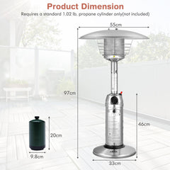 11 000 BTU Portable Tabletop Propane Patio Standing Heater