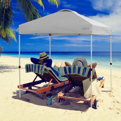 6.6 x 6.6 Feet Outdoor Pop Up Camping Canopy Tent with Roller Bag-Gray