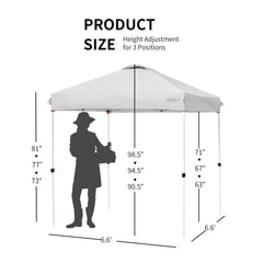 6.6 x 6.6 Feet Outdoor Pop Up Camping Canopy Tent with Roller Bag-Gray