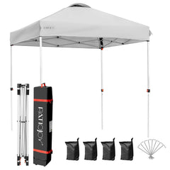 6.6 x 6.6 Feet Outdoor Pop Up Camping Canopy Tent with Roller Bag-Gray