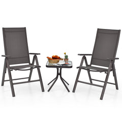 2 Pieces Patio Folding Dining Chairs Aluminium Adjustable Back-Gray