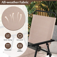 3 Pieces Outdoor Bistro Set with 2 Folding Chairs-Beige