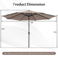 10 Feet Outdoor Patio Umbrella with Tilt Adjustment and Crank-Tan