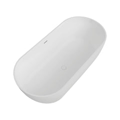 Nuvia 59-Inch Luxury Solid Surface Matte White Freestanding Soaking Tub (SAK95320)